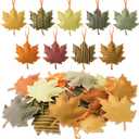 Tudomro 27 Pcs Thanksgiving Tree Decoration Fall Autumn Leaves Tree Ornaments Thanksgiving Decor 3D Felt Leaves Pumpkin Autumn Hanging Ornaments for Home Decor Party Favors(Maple Leaf Style)