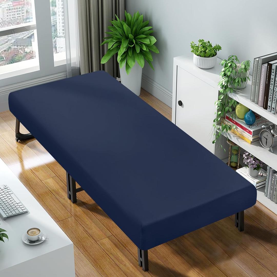 Cot Sheets 31" x 75"(Sheet Only), Cot Fitted Sheet Ultra Soft and Breathable Snug Fit for Narrow Twin Mattress/RVs Bunk/Guest Beds/Army Cots/Trifold Mattress/Travel Size Mattress Navy