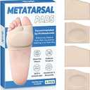 Metatarsal Pads for Men and Women - Ball of Foot Pain Relief Cushions for Sesamoiditis, Metatarsalgia, Morton's Neuroma - 2 Pairs Fabric Sleeves with Gel Inserts (Beige, L)