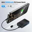Mini Portable Charger, Small Power Bank 22.5W 10000mAh with Dual 22.5W Outputs, LED Digital Display, PD Fast Charging for iPhone 17 16 15 14 Pro Samsung(Black)