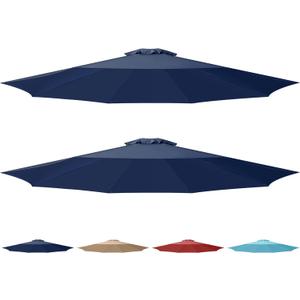 Simple Deluxe 2 Pack 9' Patio Umbrella Replacement Canopy Only Outdoor Table Market Yard Umbrella Replacement Top Cover with 8 Ribs, Dark Blue