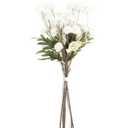 EQUSPUR Artificial White Mums Flowers, 5 Pcs Faux Mums Mini Chrysanthemum Flowers Bulk with Stems, Floral Arrangements for DIY Bouquet Home Wedding Table Centerpiece Decor