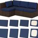 Set of 8 Stretch Patio Cushion Covers, Outdoor Couch & Sofa Replacement Slipcovers for Patio Furniture Cushion Covers, Washable Reusable Furniture Protector, Square Large + Rectangle, Navy-Blue
