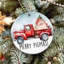 2 x Pig Ornament 2025, Merry Pigmas Christmas Ornament, White Elephant Gift  Red Truck with Santa Pig and Gifts  Farmhouse Holiday Dcor Ceramic Tree Decoration  Funny Animal Lover Ornament