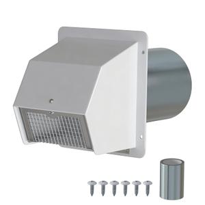 KERWINN 8-Inch Dryer Vent Cover Outside,Dryer Exhaust Vent with Removable Screen & Cushioned Non-Return Flap, Exterior Wall Mount Air Vent Cap for Dryer and House Exhaust(White)