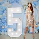 imprsv Marquee Numbers Large 5th-Birthday Decorations: 4ft Light Up Number Party Decor 5 Year Old Girl and Boy Birthday Decoration Backdrop Anniversary Cardboard Big Mosaic Balloon Frame Number 5