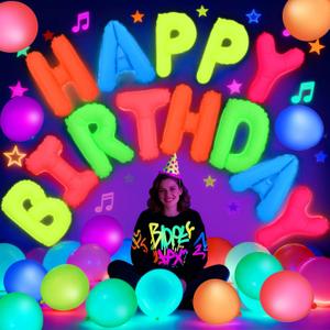 Gemscream 43 Pcs Glow in the Dark Party Supplies 16 Inch Fluorescent Happy Birthday Balloons Light up Balloons for Neon Birthday Wedding Party Decorations