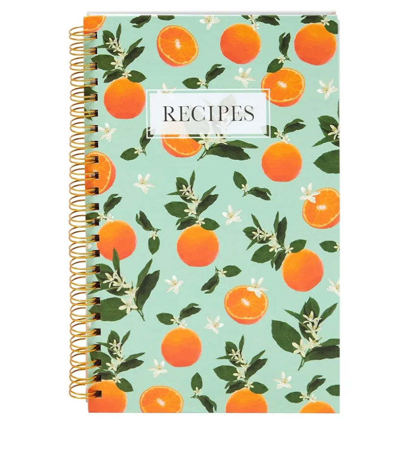 Blank Recipe Book to Write in Your Own Recipes, 120 Pages, 8 Sections, Floral and Orange Theme, Laminated Hardcover (5.5 x 8.5 In) - Cook Books Blank