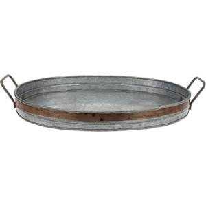 Stonebriar Galvanized Metal Serving Tray with Rust Trim and Metal Handles, Unique Butler Tray, Decorative Centerpiece for Coffee Table or Dining Table, Rustic Accessories for Weddings and Parties (18" x 12.5" x 2.5")