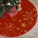 Tiamon 48 Inch Christmas Tree Skirt Large Double Layer Xmas Tree Decoration Christmas Tree Skirt Mat Decor for Winter Holiday Party Christmas Decoration(Red)