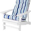 Enipate Weather Resistant Adirondack Chair Cushions High Back Rocking Chair Cushion Indoor Outdoor Patio Tufted Thicken Lounge Cushion Seat Pad (New Striped Blue)