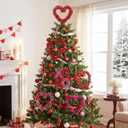 6 Pcs 15.8 Inch Large Valentine's Day Tinsel Ornaments Set 11.8 Inch Glitter Red and Pink Heart Hanging Ornaments Red Heart Tree Topper Decorations for Valentines Day Party Supplies(XOXO)