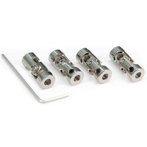 4mm to 4mm Rotatable Universal Steering Joint Shaft Coupling Connector L23x D9 with Screws with Wrench, 4pcs/Pack (Size: 4mm to 4mm)