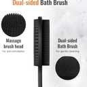Silicone Back Scrubber for Shower, 17in Lengthen Long Handle Body Brush, Double Sided Shower Brush for Shower Exfoliating and Massage Can Produce Rich Foam, Long Handle Back Scrubber for Men