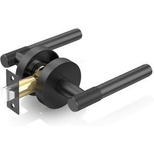 Amerdeco 1 Pack Matte Black Passage Door Handles,Heavy Duty Non-Locking Door Lever for Hall, Closet,Office Area, Shopping Malls AM0027