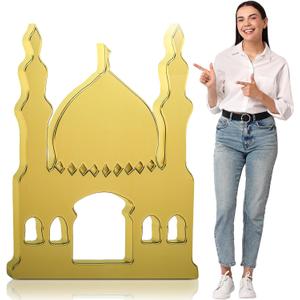 Thyle 5 ft Arabian Mosques Stand-up Cardboard Cutout Life Size Ramadan Eid Mosque Decoration Islam Muslim Backdrop Photo Prop for Muslim Interactive Praying Quran Book Pray and Islam Teach Gift