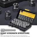 Bolt Extractor Kit, 14 PCS Impact Bolt & Nut Remover Set with 3/8 Inch Adapter, Upgrade Stripped Bolt Extractor Socket Set with Portable Tool Box, Easy Out for Rusted, Damaged, Round Bolt Nuts Screws