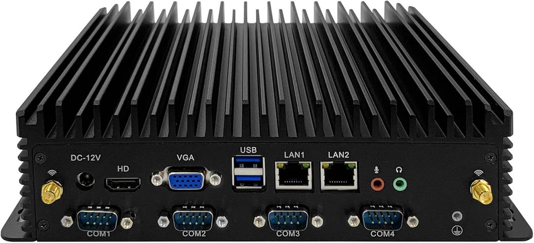Fanless Mini PC, Core i5-7200U, Windows 11 Pro/Linux, 8GB RAM, 256GB SSD, 6 COM Ports, Dual LAN, 4K HD, VGA, 24/7 Operation Mini Computer
