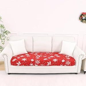 Smiry Printed Couch Cushion Covers, Stretch Soft Couch Covers for Sofa, Washable Non-Slip Sofa Slipcover Furniture Protector for Indoor and Outdoor (Large, Red)