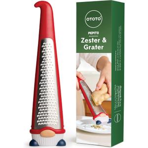 OTOTO Grater - Stainless Steel, BPA Free, Dishwasher Safe, Fun Kitchen Gadget, Vegetable Shredder, Cute Kitchen Gifts & Accessories (Pepito Gnome Grater, Red)