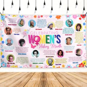 Womens History Month Banner International Womens Day Backdrop Sign Famous Women in History Decor Women's Month Decorations for Home Party