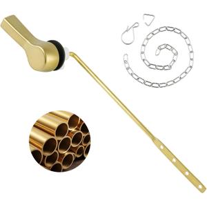 Universal Metal Brushed Gold Toilet Flush Handle Replacement, Front Mount Toilet Handle Replacement Compatible with Kohler, TOTO, American Standard, Mansfield, Gerber Toilets, Solid Brass