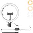 10" Ring Light Replacement Parts - Dimmable with 2 Universal Ball Heads, USB Port, 10W/5V/2A