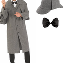 fun shack Mens Detective Costume Adult, Detective Costume Men, Detective Halloween Costume, Private Investigator Costume, L