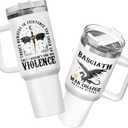 34HD War Dragon Rider 40oz Tumbler with Handle and Straw, Violence Nowhere Find You Insulated Travel Mug, Bookish Items to Men & Women - Birthday Gifts for Book Lovers and Readers (Fantasy Book 1)