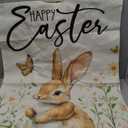 AVOIN colorlife Happy Easter Bunny House Flag 28x40 Inch Double Sided Outside, Floral Rustic Holiday Yard Outdoor Flag