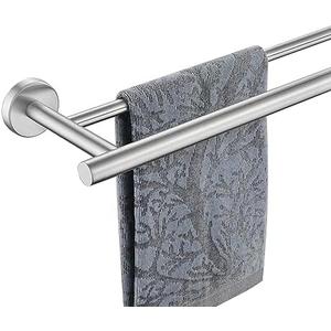 JQK Double Bath Towel Bar, 16 Inch 304 Stainless Steel Thicken 0.8mm Towel Rack Bathroom, Towel Holder Brushed Finished Wall Mount, Total Length 19.16 Inch, TB100L16-BN