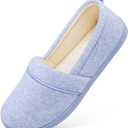 HomeTop Women's Comfy Loafer Slippers Lightweight Memory Foam Non-slip Indoor House Shoes, (10 B(M) US, Blue)