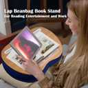 Lap Desk XL Beanbag Book Stand Book Holder for Reading in Bed Hands Free Reading Pillow,Laptop Desk Tablet 400g Weight for Enhanced Stability Gift for Book Lovers (Blue, Large)