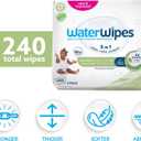 WaterWipes Sensitive+ Baby & Toddler Wipes, 3-In-1 Cleans, Cares, Protects, 99.9% Water, Textured Clean, Unscented & Hypoallergenic, 240 Count (4 Packs)