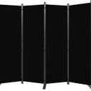 Room Divider 6FT Portable Room Dividers and Folding Privacy Screens, 88'' W Fabric Divider for Room Separation, 4 Panel Partition Room Dividers Freestanding Wall Divider Screen for Dorm Studio Office (4 Panel-88'', Black)