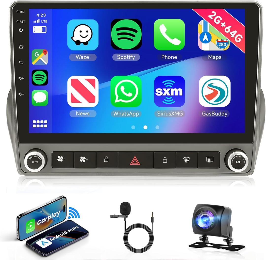 2G+64G Android 13 for Chevrolet Camaro 2008-2015 Car Stereo with Wireless Carplay Android Auto, 9" Touch Screen Car Radio Support GPS/WiFi/Bluetooth/FM/Voice Control/SWC/Backup Camera
