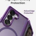 Magnetic Case for Samsung Galaxy Z fold 7 Case, Slim Translucent Matte Phone Cover with Shockproof TPU Frame & Scratch-Resistant PC Back, Strong Magnetic Ring, Purple