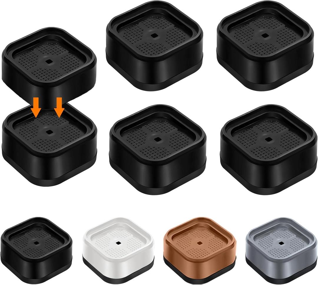 shouwuhho 4 Pack Furniture Risers Adjustable Bed Risers Heavy Duty Lifts Height 1", Square Stackable Bed Risers 1, 2 or 3 Inch for Desk Leg Table Couch Sofa Chair Bed Frame Legs Dorm, Black