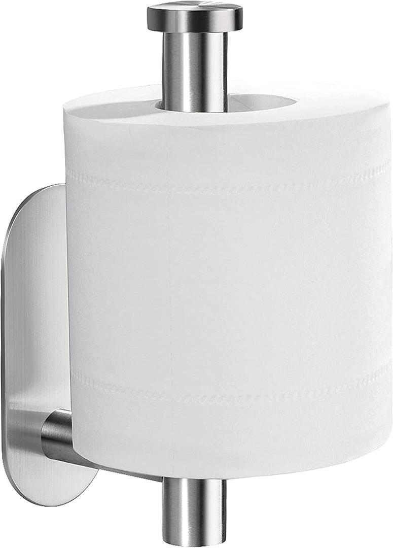 YIGII Toilet Paper Holder Self Adhesive - Adhesive Toilet Roll Holder no Drilling for Bathroom Stainless Steel Brushed (Silver)