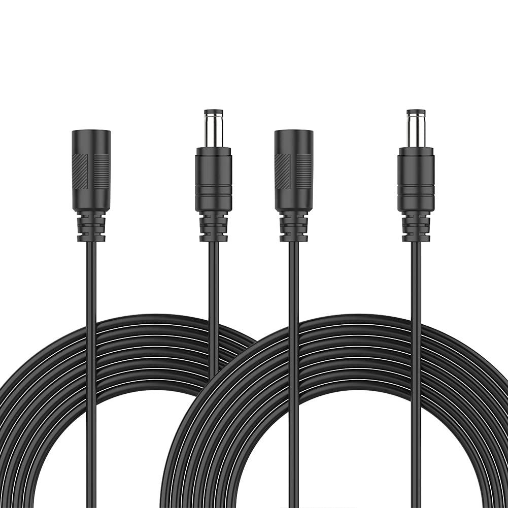 2-Pack 10ft DC Extension Cord 5.5mm x 2.1mm, Universal DC 12V Power Extension Cable for Security Camera, LED Strip, CCTV IP Surveillance, 5V 9V 24V 12 Volt Male to Female Plug Supply Adapter