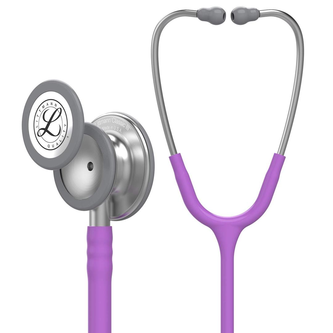 3M Littmann Classic III Monitoring Stethoscope, 5832, More Than 2X as Loud, Weighs Less, Stainless Steel Chestpiece, 27" Lavender Tube, 3Pcs