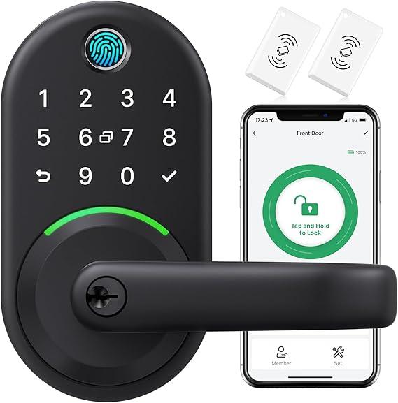 Smart Door Handle Lock with Keypad: Yamiry Fingerprint Smart Knob  Keyless Entry Digital Lock for Front Door  Deadbolt with APP  Generate Passcode Remotely  DIY Installation
