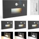 4 Pack Motion Sensor Stair Lights Indoor Outdoor,Dimmable Motion Activated Step Lamp 3000K/4000K/6000K,Hardwired 120V 4W IP65 Waterproof Outside Stairway Light,Led Staircase Lights- Black