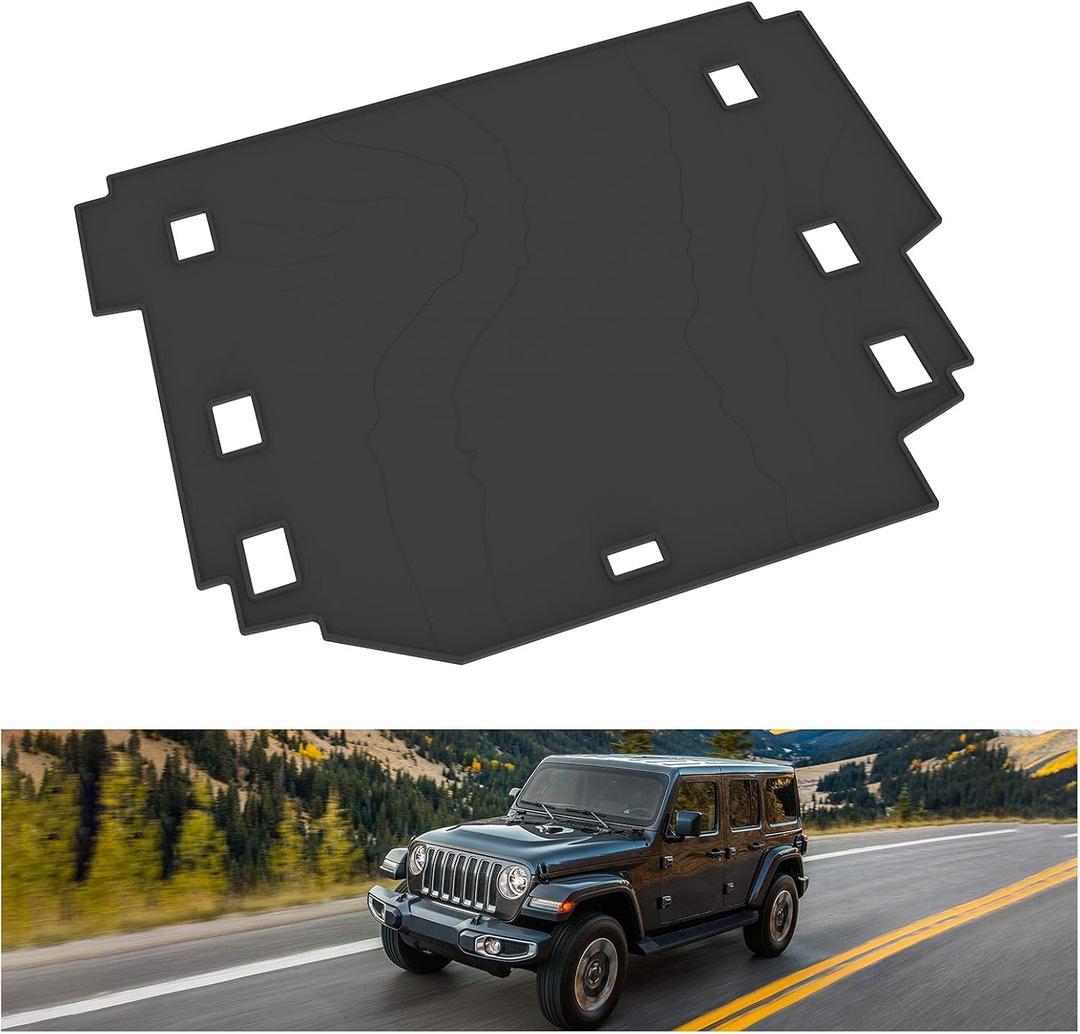 KIWI MASTER Cargo Mat for 2018-2026 Jeep Wrangler JL 4-Door, Custom Fit All Weather Rear Cargo Liner, Heavy Duty TPE Tray Trunk Mat, Black