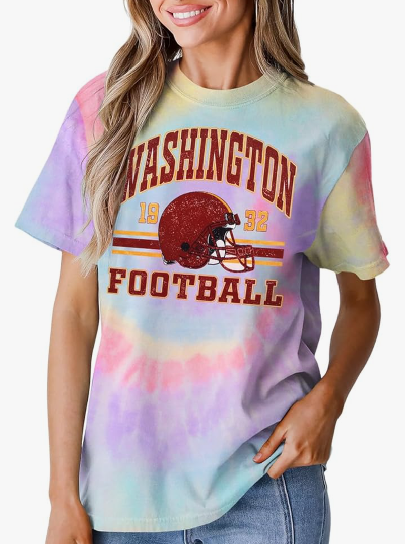 Football Shirts for Women Tie Dye Game Day Shirt Vintage Football Season T-Shirt Sunday Funday Graphic Casual Tee Tops, XXL