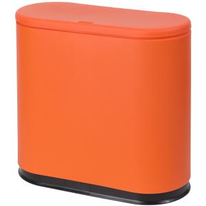 Sooyee 10 Liter Rectangular Plastic Trash Can Wastebasket with Press Type Lid,2.4 Gallon Garbage Container Bin for Bathroom,Powder Room,Bedroom,Kitchen,Craft Room,Office,Orange