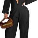 Ekaliy Women's 2 Piece Casual Pleated Outfits Short Sleeve Button Down Shirt High Waist Wide Leg Trouser Sets Suit, L