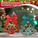 2 Pcs Crystal Mini Christmas Tree Decor 4.5" Christmas Tree Figurine Tabletop Decor Red Green Crystal Sequin Xmas Table Centerpiece Resin Xmas Gift Ornament for Holiday Party Fireplace Craft