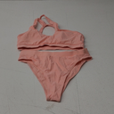 SHEKINI Women's Bikini Bottom U Cut Low Waist Swimsuit Bottom Metallic Fabric Classic Brief, L Size