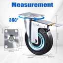 5 Inch Caster Wheels Set of 4 Heavy Duty, 1120 Lbs Dust-Proof Rubber Casters, Locking Swivel Wheels for Workbench, Cart, Furniture & Tool Box (Hardware Kits & Gloves Included)